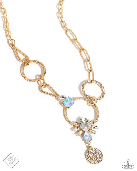 HEIRLOOM HALLMARK - MULTI UV IRIDESCENT GEM GOLD SHORT NECKLACE - PAPARAZZI MAY 2024 FASHION FIX