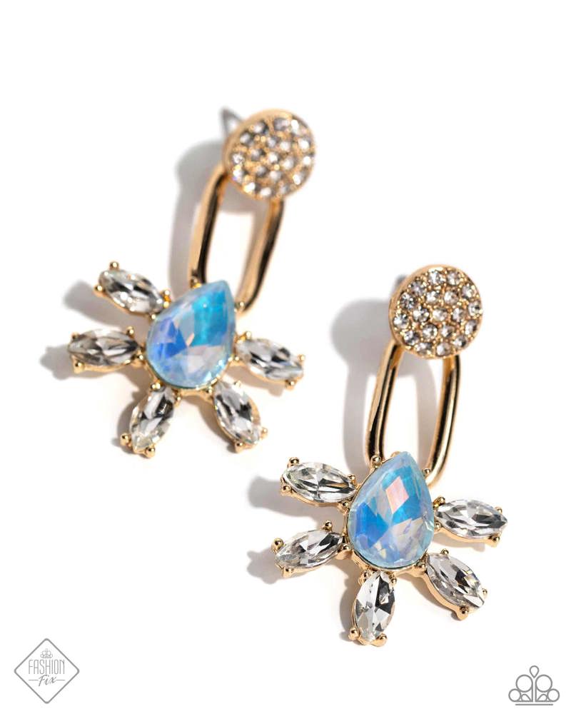 HEIRLOOM HEADLINE - GOLD IRIDESCENT GEM POST EARRINGS - PAPARAZZI MAY 2024 FASHION FIX