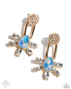 HEIRLOOM HEADLINE - GOLD IRIDESCENT GEM POST EARRINGS - PAPARAZZI MAY 2024 FASHION FIX