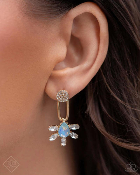 HEIRLOOM HEADLINE - GOLD IRIDESCENT GEM POST EARRINGS - PAPARAZZI MAY 2024 FASHION FIX
