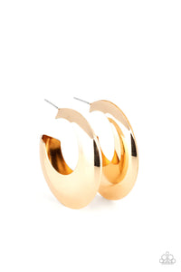 CHIC CRESCENTO - GOLD THICK HOOP EARRINGS - PAPARAZZI
