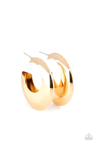 CHIC CRESCENTO - GOLD THICK HOOP EARRINGS - PAPARAZZI