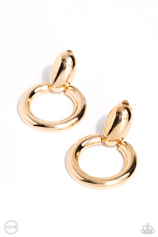 ANCIENT ARTISAN - GOLD CIRCLE CLIP-ON EARRINGS - PAPARAZZI