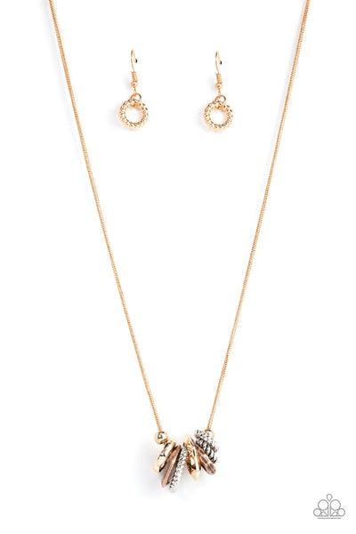 MECHANICAL MISCHIEF - MULTI SILVER COPPER GOLD SNAKE CHAIN NECKLACE - PAPARAZZI