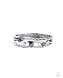 BONUS BLING - PURPLE RHINESTONE SILVER HINGE BRACELET - PAPARAZZI