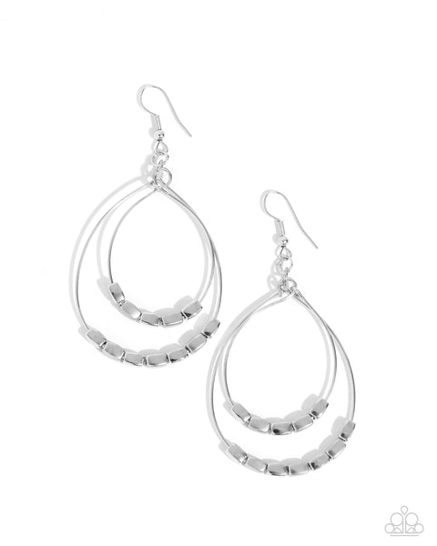 INDUSTRIAL ARTISAN - SILVER BEAD TEARDROP EARRINGS - PAPARAZZI