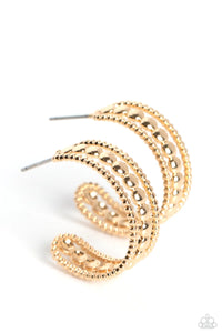 DOTTED DARLING - GOLD STUDDED HOOP EARRING - PAPARAZZI