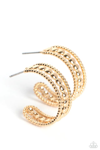 DOTTED DARLING - GOLD STUDDED HOOP EARRING - PAPARAZZI