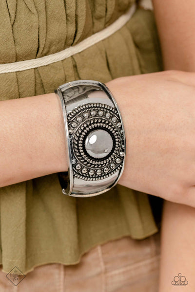 GORGEOUS GYPSY - SILVER STUD HINGED BRACELET - PAPARAZZI - MAY 2023 FASHION FIX