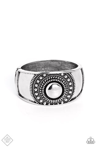 GORGEOUS GYPSY - SILVER STUD HINGED BRACELET - PAPARAZZI - MAY 2023 FASHION FIX