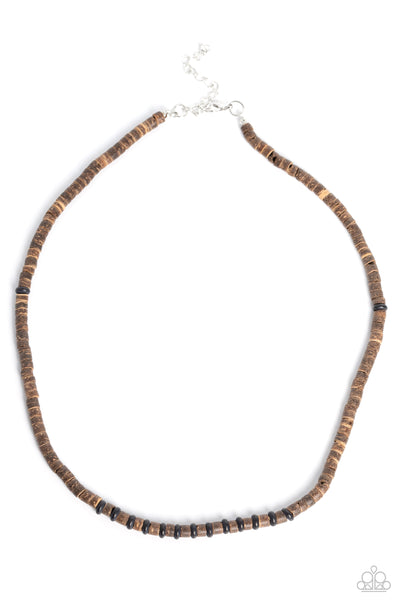 THE WOOD TIMES - BLACK AND BROWN WOODEN BEAD URBAN NECKLACE - PAPARAZZI