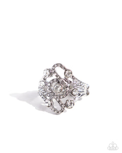 HIGH-CLASS HONOR - WHITE RHINESTONE SILVER RING - PAPARAZZI