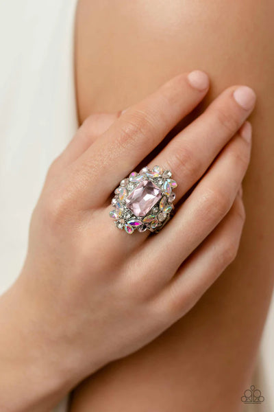 DYNAMIC DIADEM- PINK IRIDESCENT RING - PAPARAZZI ACCESSORIES - LIFE OF THE PARTY APRIL 2023 EXCLUSIVE