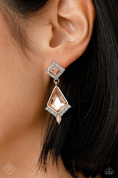 DAPPER DISPLAY - ORANGE GEM SILVER POST EARRINGS - PAPARAZZI - MAY 2023 FASHION FIX 