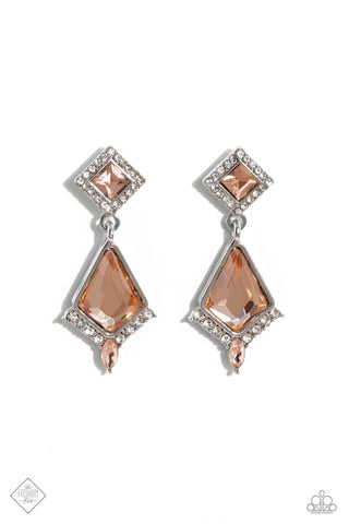 DAPPER DISPLAY - ORANGE GEM SILVER POST EARRINGS - PAPARAZZI - MAY 2023 FASHION FIX 