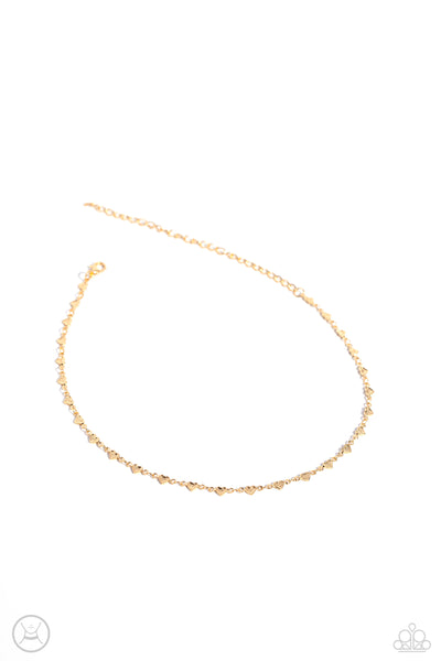 CUPID CATWALK - GOLD HEART CHOKER NECKLACE - PAPARAZZI