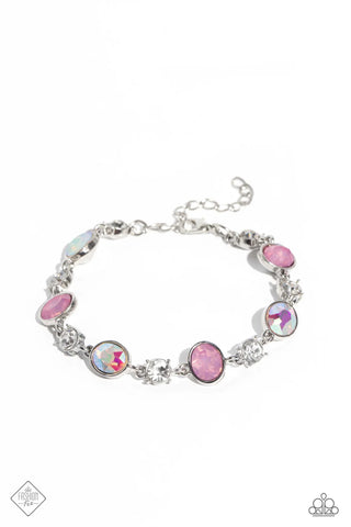 ETHEREAL EMPATHY - MULTI PINK AND IRIDESCENT GEM SILVER BRACELET - PAPARAZZI - FASHION FIX SEPTEMBER 2023