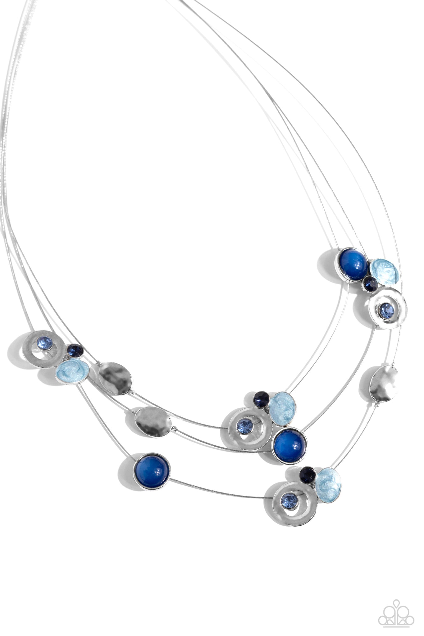 AFFECTIONATE ARRAY - BLUE BEAD SILVER WIRE SHORT NECKLACE - PAPARAZZI