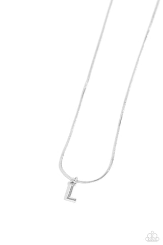 SEIZE THE INITIAL - SILVER - L - ALPHABET LETTER DAINTY SILVER SHORT NECKLACE - PAPARAZZI