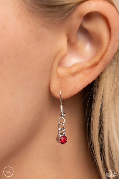 STRANDS OF SASS - RED TRIANGLE GEM SILVER CHOKER NECKLACE - PAPARAZZI