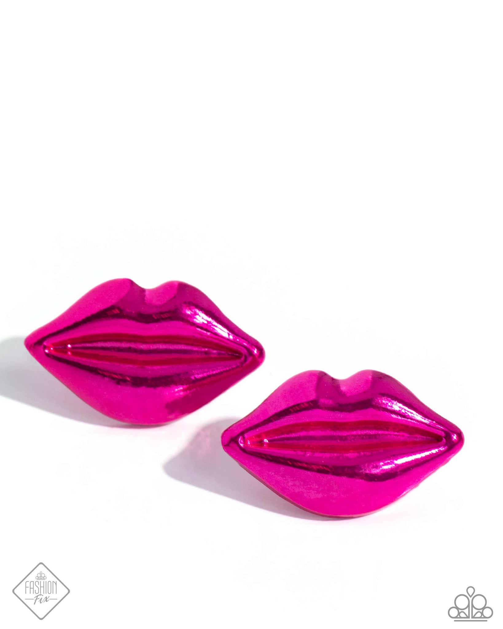 DIVA DECORATION - PINK METALLIC LIP POST EARRINGS - PAPARAZZI - FASHION FIX MAY 2024