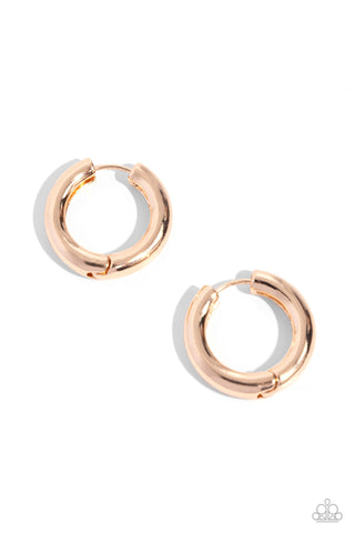 THE NEW CLASSIC - GOLD CIRCLE HINGE HOOP EARRINGS - PAPARAZZI
