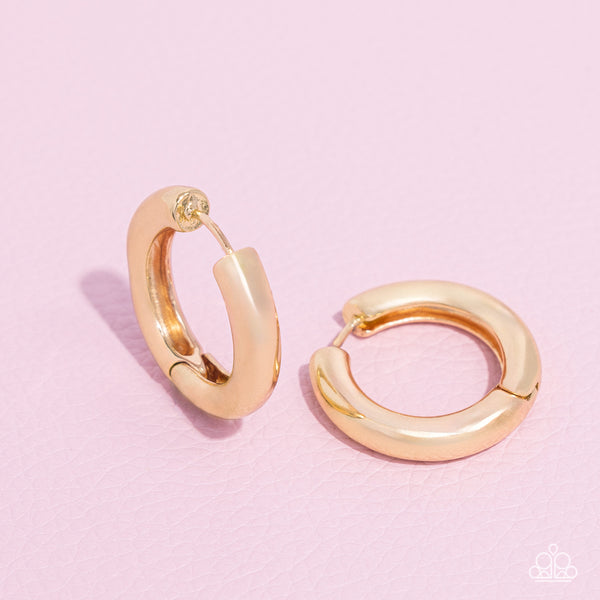 THE NEW CLASSIC - GOLD CIRCLE HINGE HOOP EARRINGS - PAPARAZZI