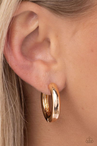 THE NEW CLASSIC - GOLD CIRCLE HINGE HOOP EARRINGS - PAPARAZZI