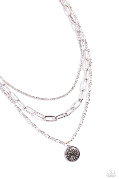 APPOINTED ARTISTRY - SILVER DISC LAYERED SHORT NECKLACE - PAPARAZZI