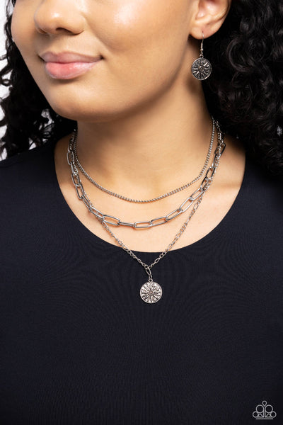 APPOINTED ARTISTRY - SILVER DISC LAYERED SHORT NECKLACE - PAPARAZZI