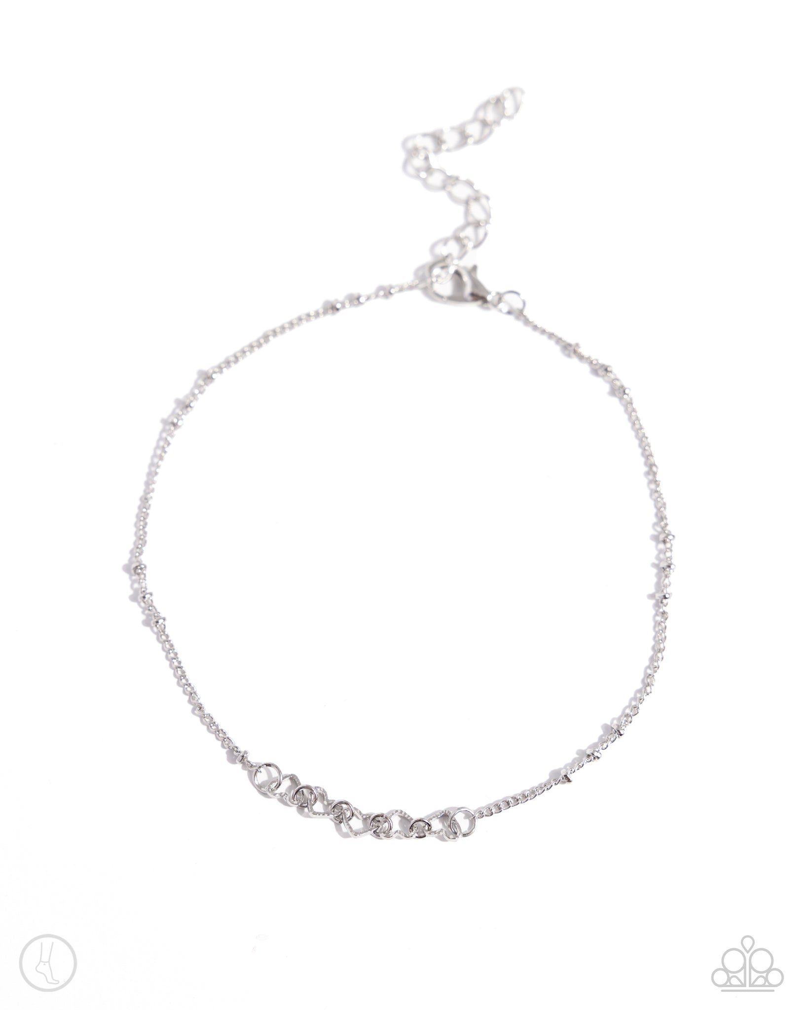 SATELLITE SHIMMER - SILVER HEART ANKLET - PAPARAZZI
