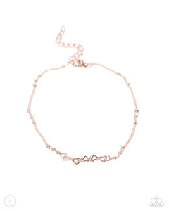 SATELLITE SHIMMER - ROSE GOLD HEART ANKLET - PAPARAZZI
