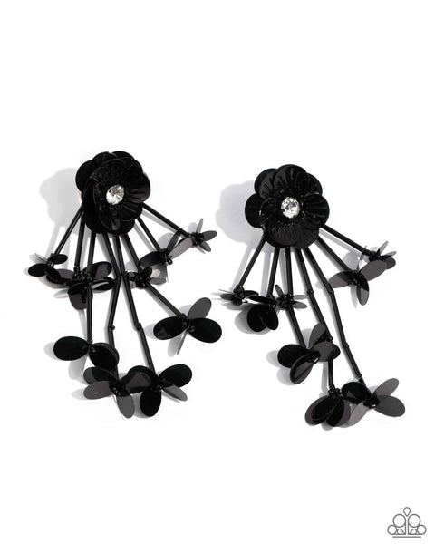 FLORAL FUTURE - BLACK FLOWER POST EARRINGS - PAPARAZZI - LIFE OF THE PARTY APRIL 2024