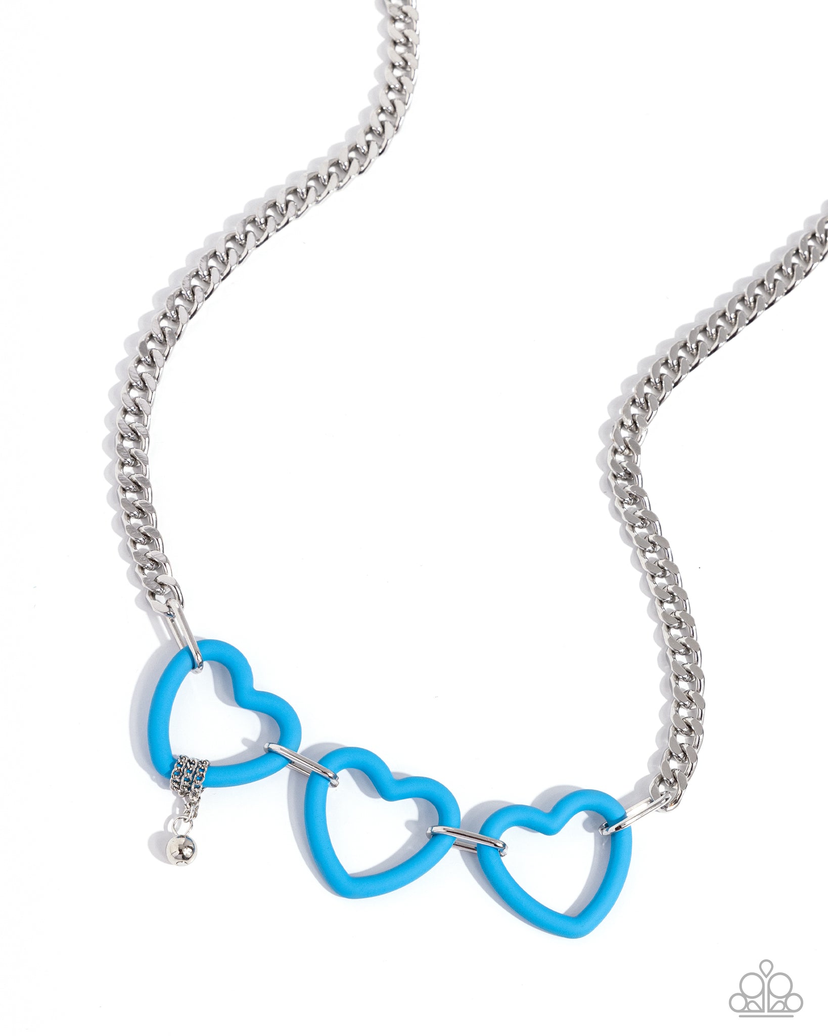 HEART HOMAGE - BLUE HEART SILVER SHORT NECKLACE - PAPARAZZI