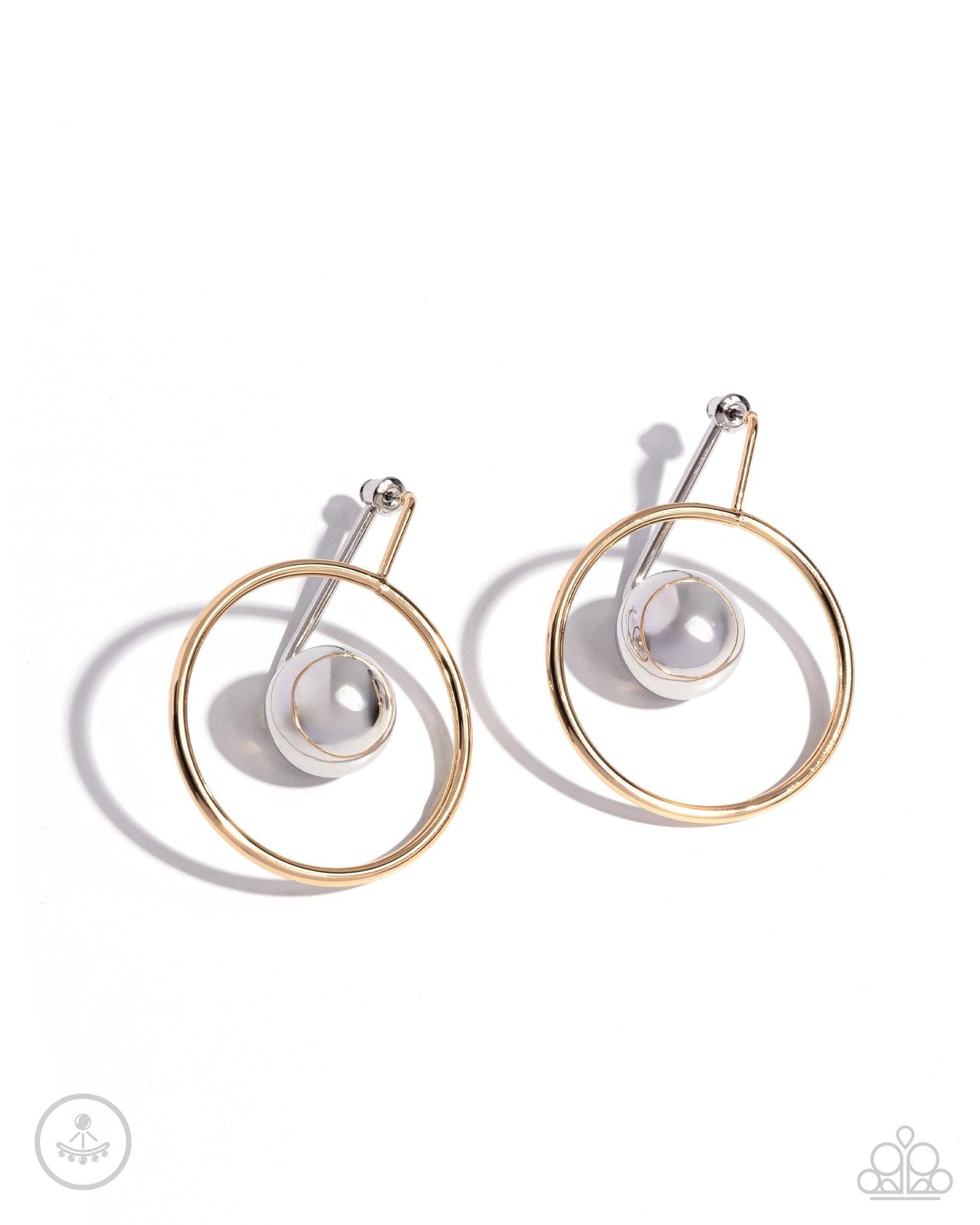 BOLDLY BALANCED - MULTI SILVER AND GOLD SHERE MIXED METAL JACKET EARRINGS - PAPARAZZI