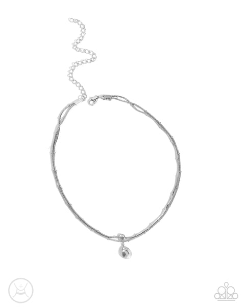 TEEMING TEARDROP - SILVER CHOKER NECKLACE - PAPARAZZI