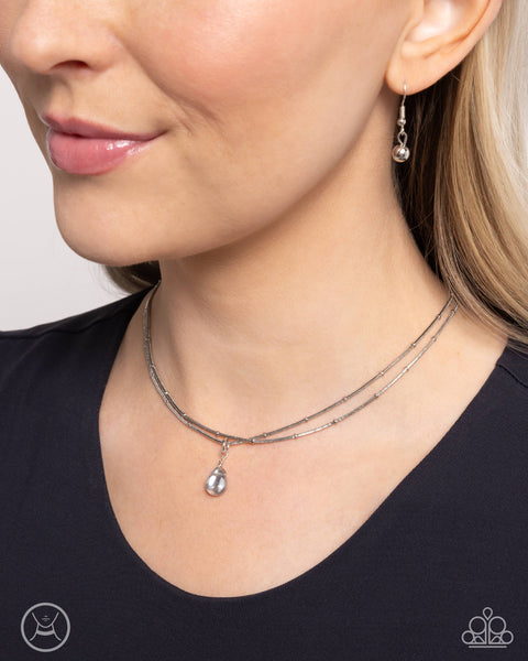 TEEMING TEARDROP - SILVER CHOKER NECKLACE - PAPARAZZI