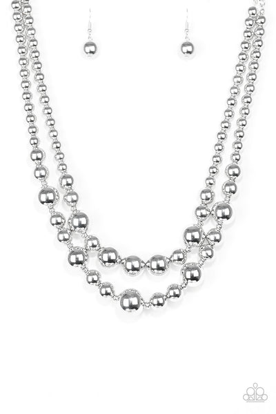 I DOUBLE DARE YOU - SILVER BEAD LAYERED NECKLACE - PAPARAZZI