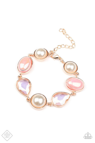 NOSTALGICALLY NAUTICAL - ROSE GOLD PEARL IRIDESCENT GEM BRACELET - PAPARAZZI - FASHION FIX SEPTEMBER 2021