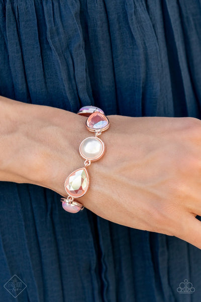 NOSTALGICALLY NAUTICAL - ROSE GOLD PEARL IRIDESCENT GEM BRACELET - PAPARAZZI - FASHION FIX SEPTEMBER 2021