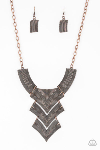FIERCELY PHARAOH - COPPER PLATE STATEMENT NECKLACE - PAPARAZZI