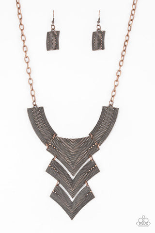 FIERCELY PHARAOH - COPPER PLATE STATEMENT NECKLACE - PAPARAZZI