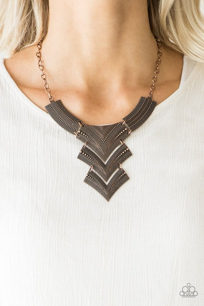 FIERCELY PHARAOH - COPPER PLATE STATEMENT NECKLACE - PAPARAZZI