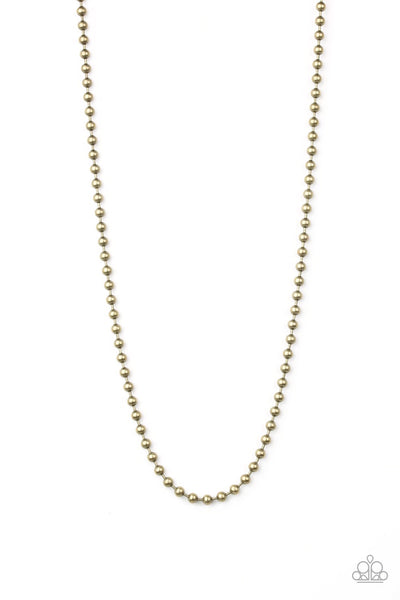 MARDI GRAS MADNESS - BRASS BALL CHAIN NECKLACE - PAPARAZZI
