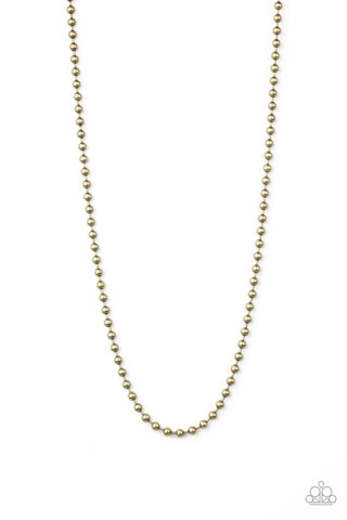 MARDI GRAS MADNESS - BRASS BALL CHAIN NECKLACE - PAPARAZZI