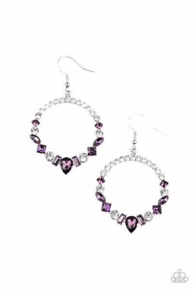 REVOLUTIONARY REFINEMENT - PURPLE RHINESTONE SILVER EARRINGS - PAPARAZZI