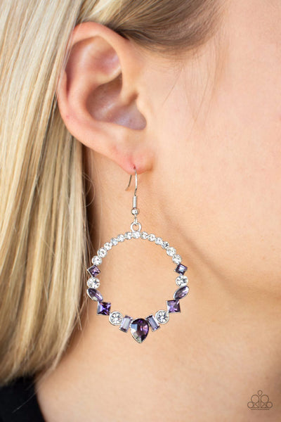 REVOLUTIONARY REFINEMENT - PURPLE RHINESTONE SILVER EARRINGS - PAPARAZZI