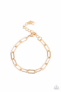 LIT LOCOMOTION - GOLD PAPERCLIP CHAIN BRACELET - PAPARAZZI