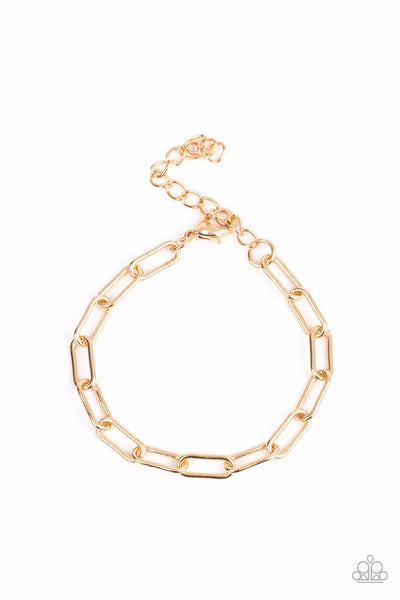LIT LOCOMOTION - GOLD PAPERCLIP CHAIN BRACELET - PAPARAZZI