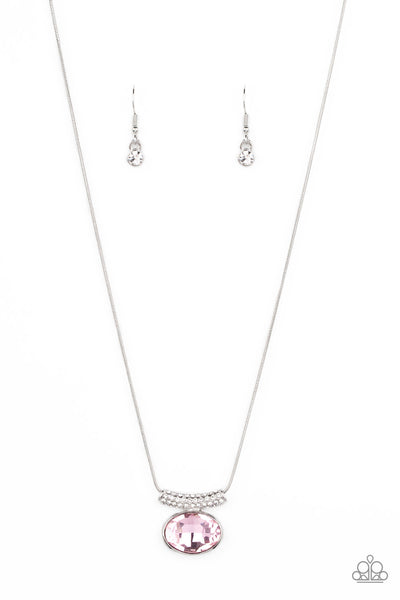 PRISTINELY PRESTIGIOUS - PINK GEM SILVER NECKLACE - PAPARAZZI